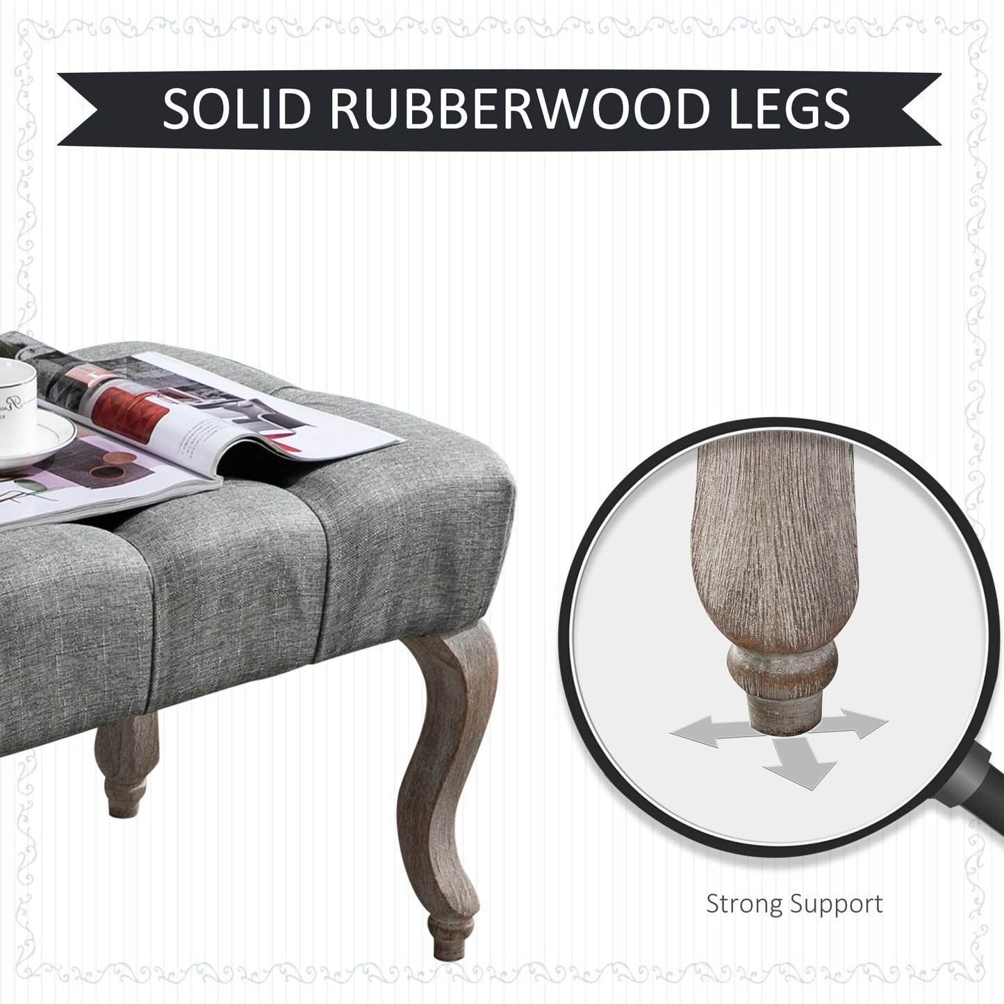 Tufted Upholstered Bench, Window Seat Bench, BFabric Ottoman for Living Room, Bedroom, Hallway