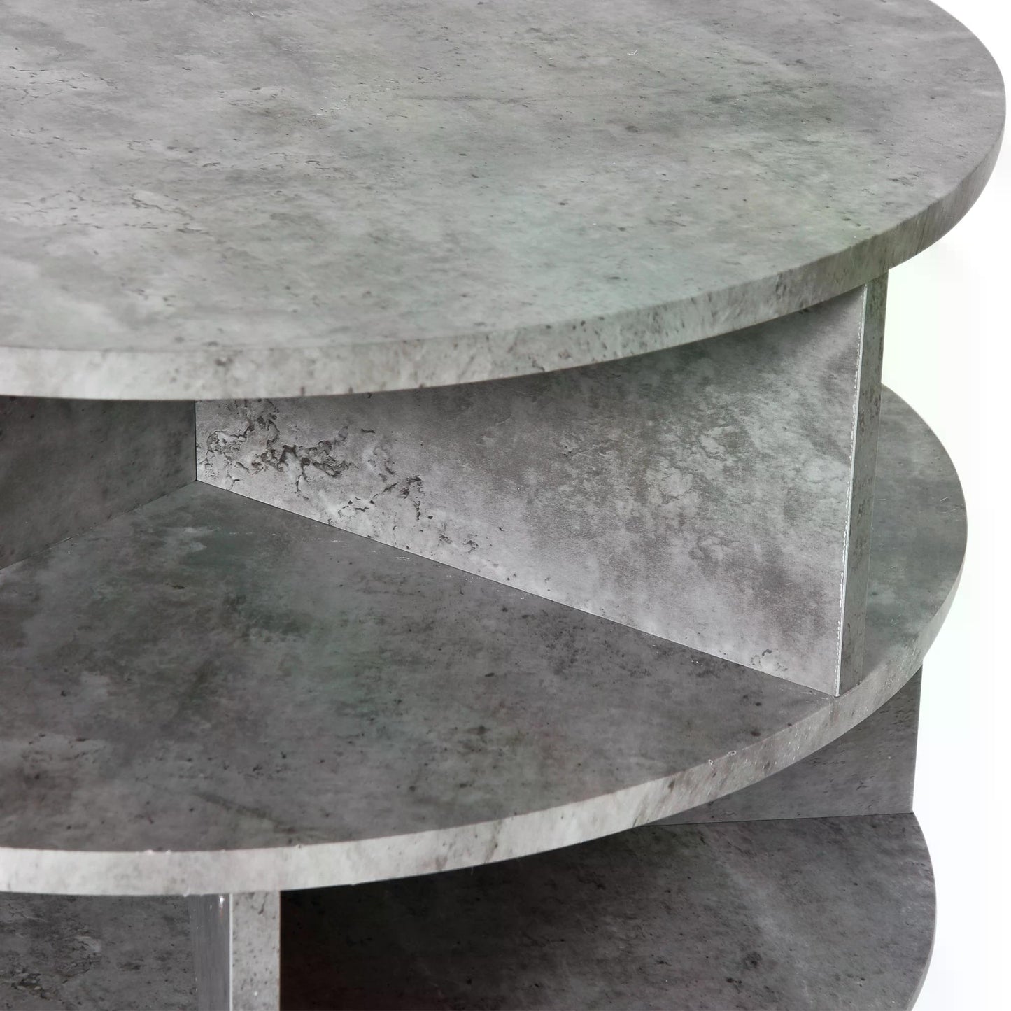Coffee Table with Wheels, Round, with Storage, 2 Tier, Divider Shelves Lamp Desk Storage