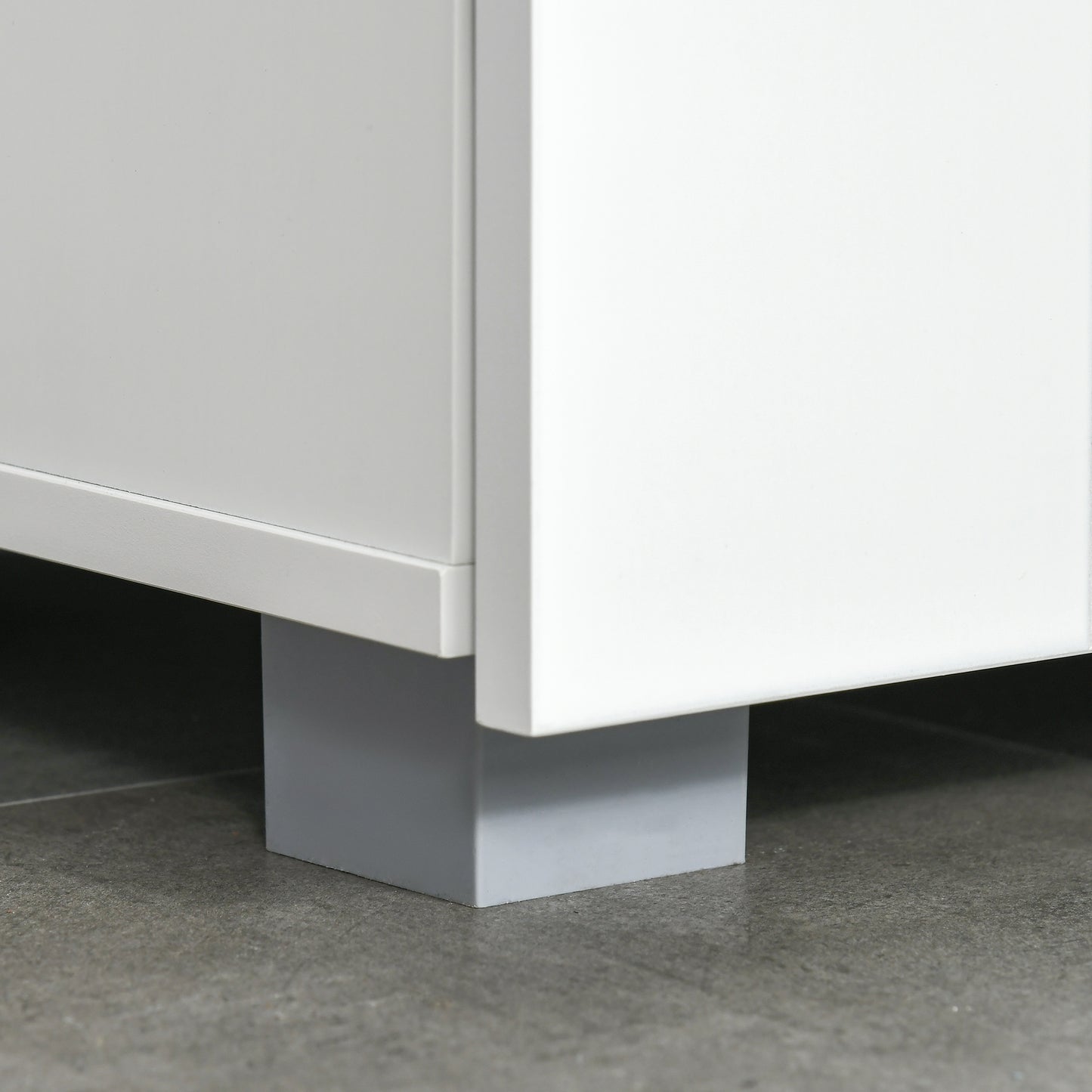 Bathroom Floor Cabinet, Free Standing Linen Cabinet, Storage Cupboard with 3 Tier Shelves, White