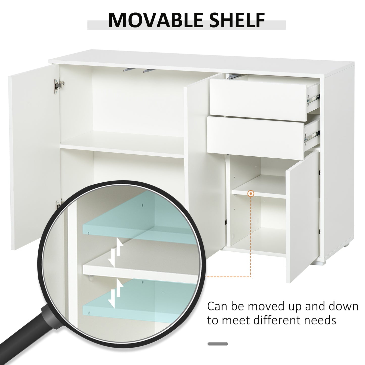 Modern Stylish Freestanding Push-Open Design Cabinet w/2 Drawer2 Door Cabinet2 Part Inner SpaceforBedroomBathroomKitchen