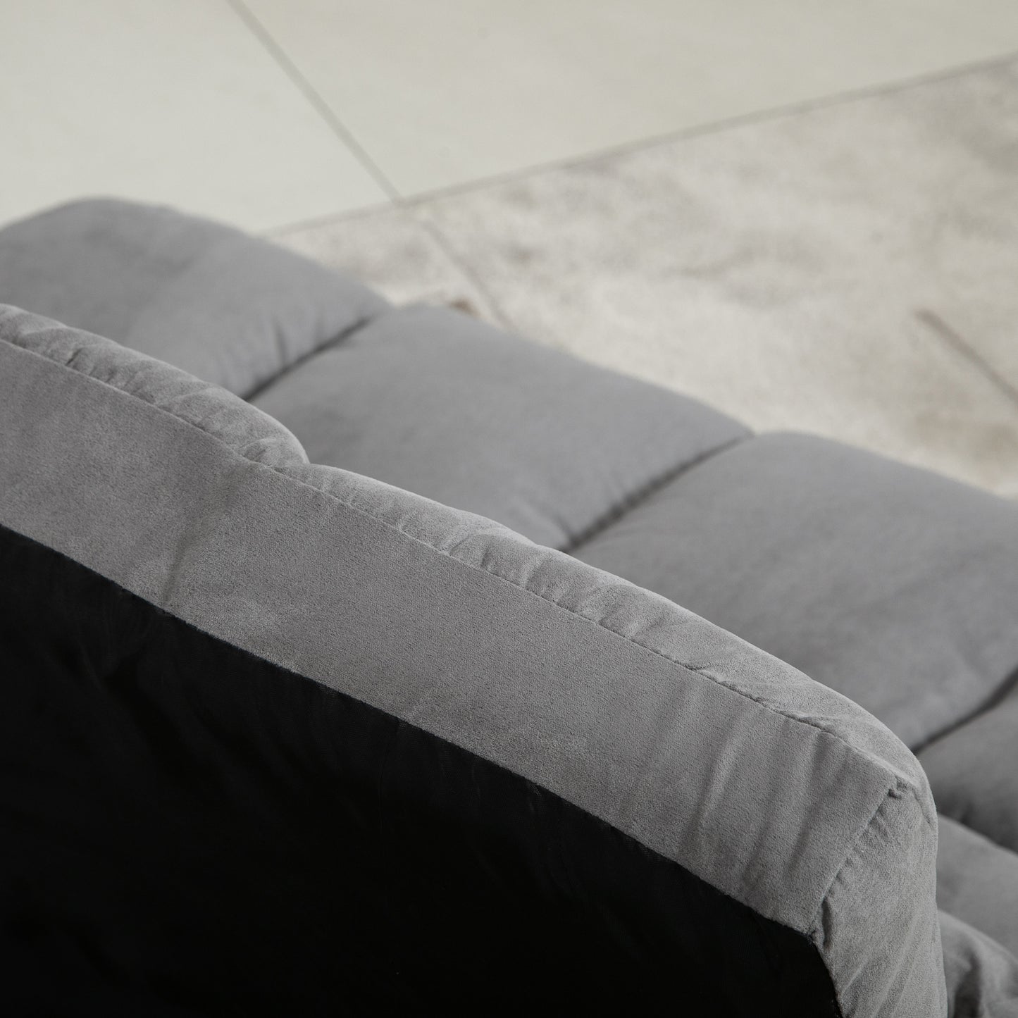 2-In-1 Floor Sofa Lazy Bed Folding Couch w/7 Position Adjustable Backrest Thick Padding Metal Frame & 2 Pillows Light