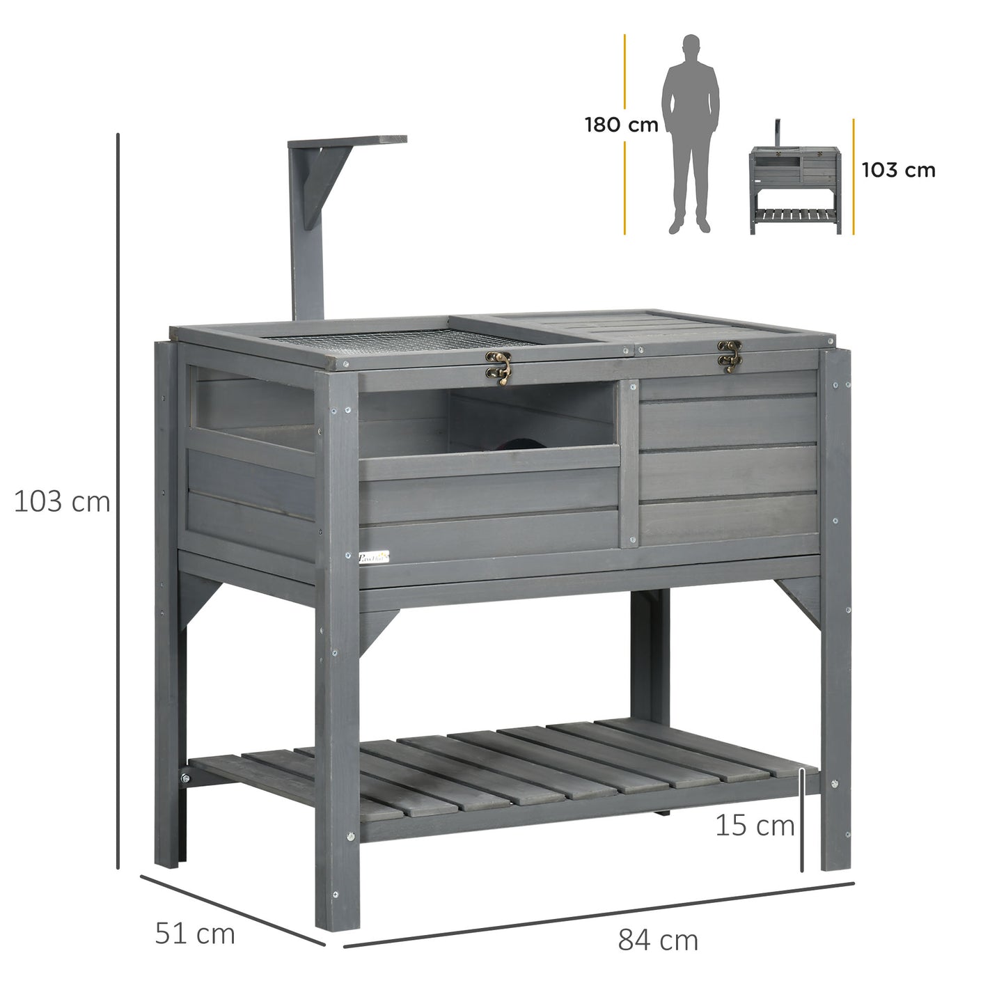 Tortoise Habitat with Shelf Storage, Outdoor Tortoise Enclosure with Weather Protection, Tortoise Gift Accessory Grey