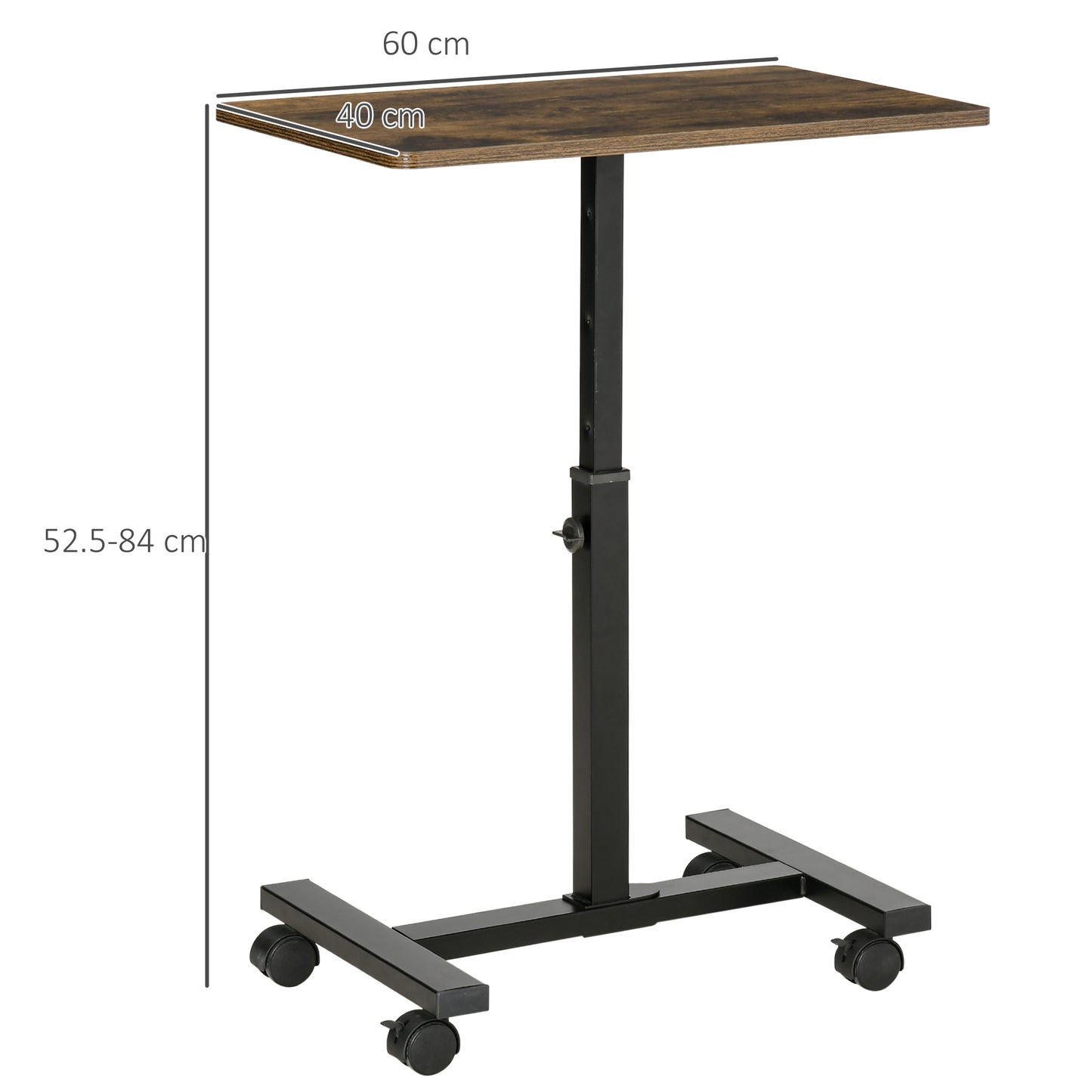 Laptop Movable Desk, Height Adjustable, Sofa Side Table for Home Office, Rustic Brown