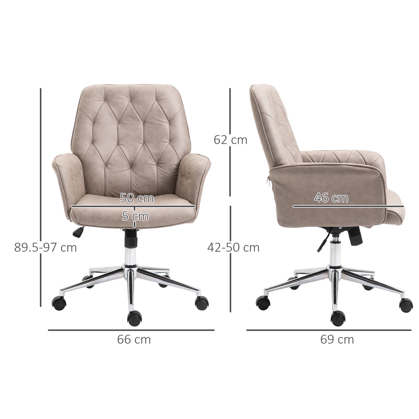 Swivel Desk Chair, On Wheels 360° Swivel, Adjustable Height Grey