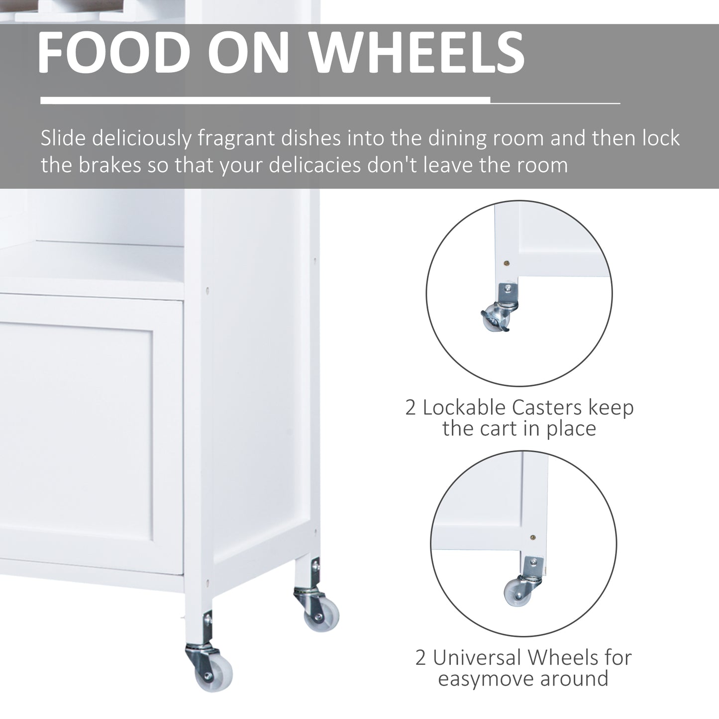 Rolling Kitchen Cart Island-White