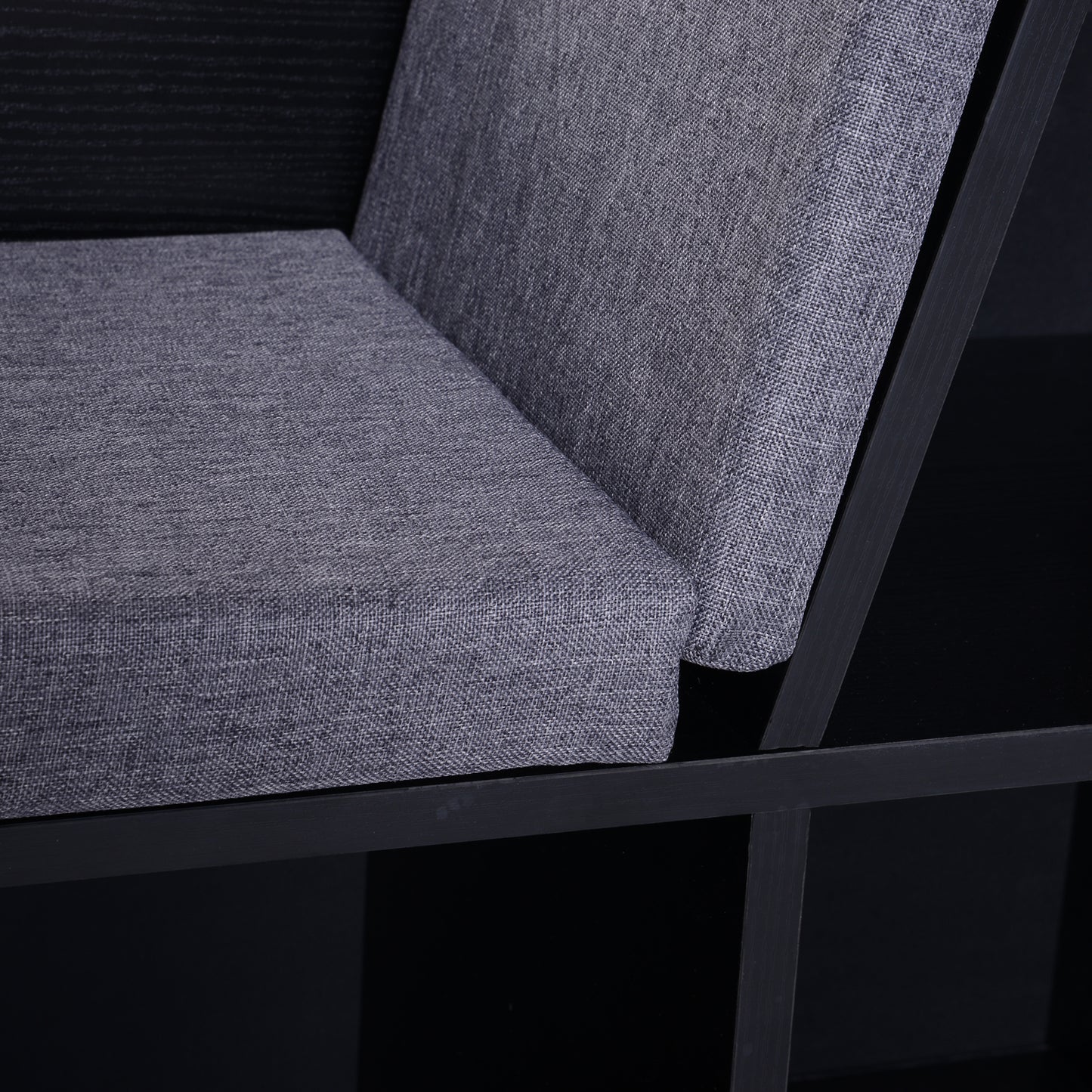 Bookcase Storage W/Particle Board Sponge Linen, 102W x 30D x 61Hcm-Black/Grey