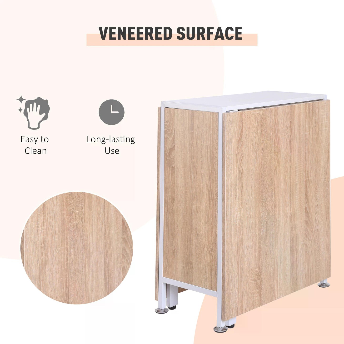 Drop Leaf Table with Storage Shelves-Oak/White Colour