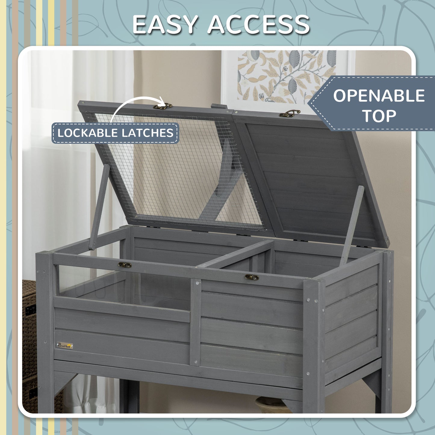 Tortoise Habitat with Shelf Storage, Outdoor Tortoise Enclosure with Weather Protection, Tortoise Gift Accessory Grey