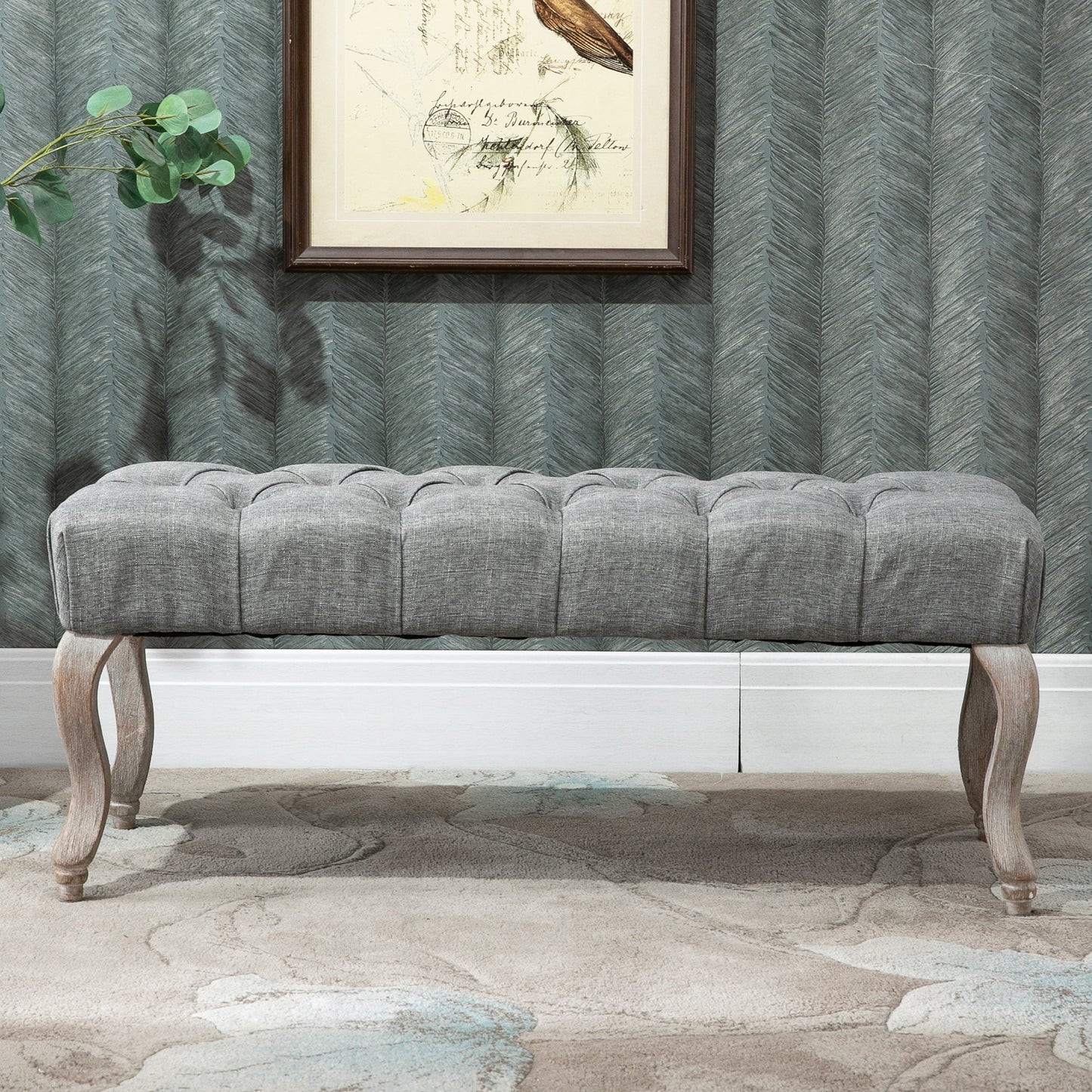 Tufted Upholstered Bench, Window Seat Bench, BFabric Ottoman for Living Room, Bedroom, Hallway