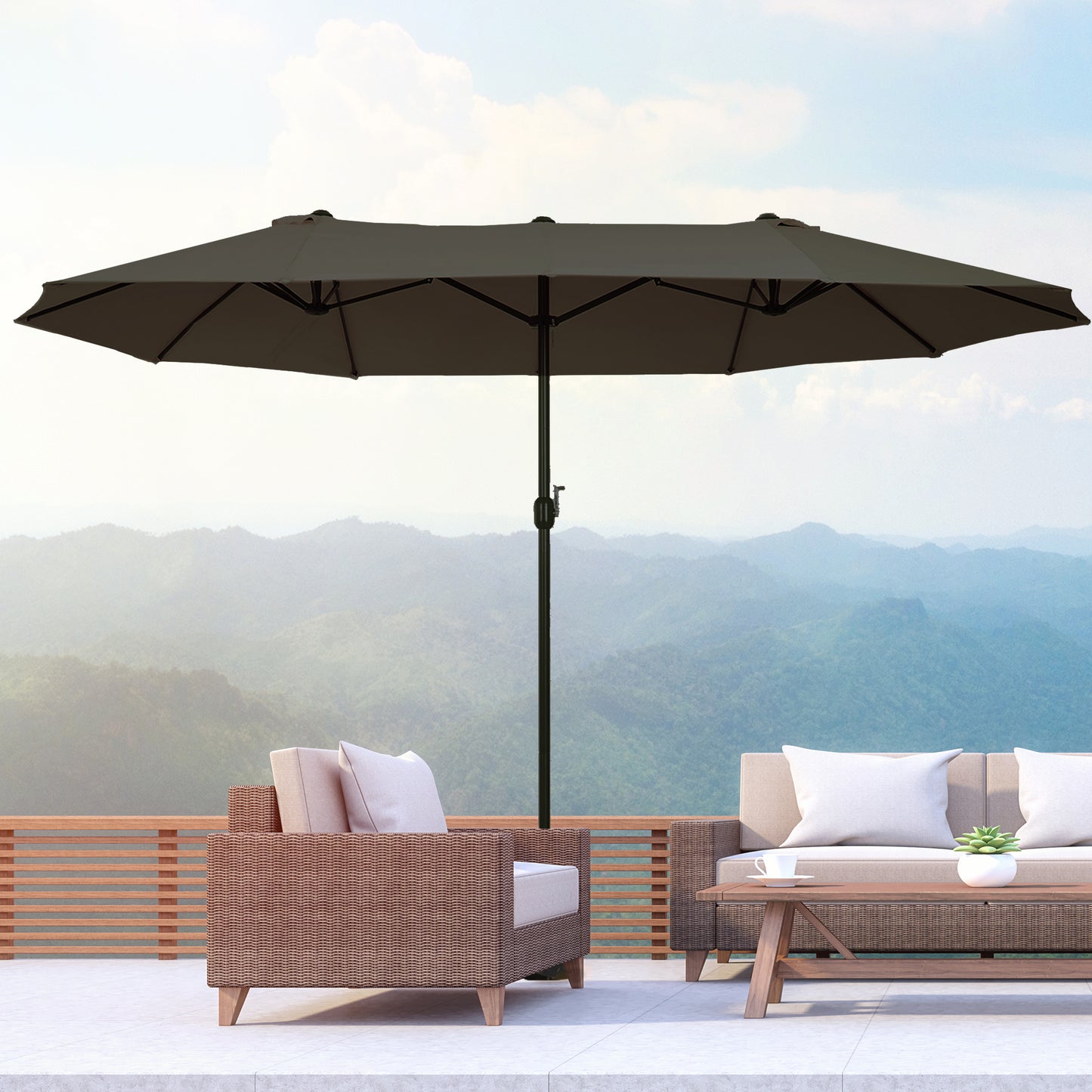 Outsunny 4.6m Double-Sided Patio Parasol Sun Umbrella-Grey