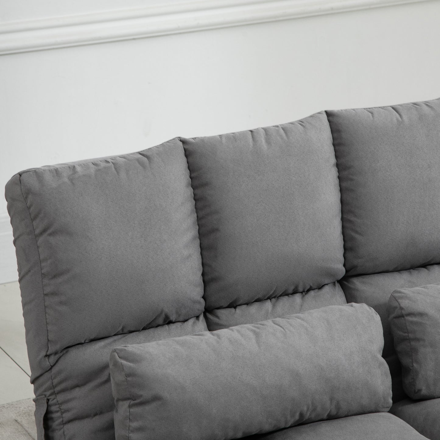 2-In-1 Floor Sofa Lazy Bed Folding Couch w/7 Position Adjustable Backrest Thick Padding Metal Frame & 2 Pillows Light