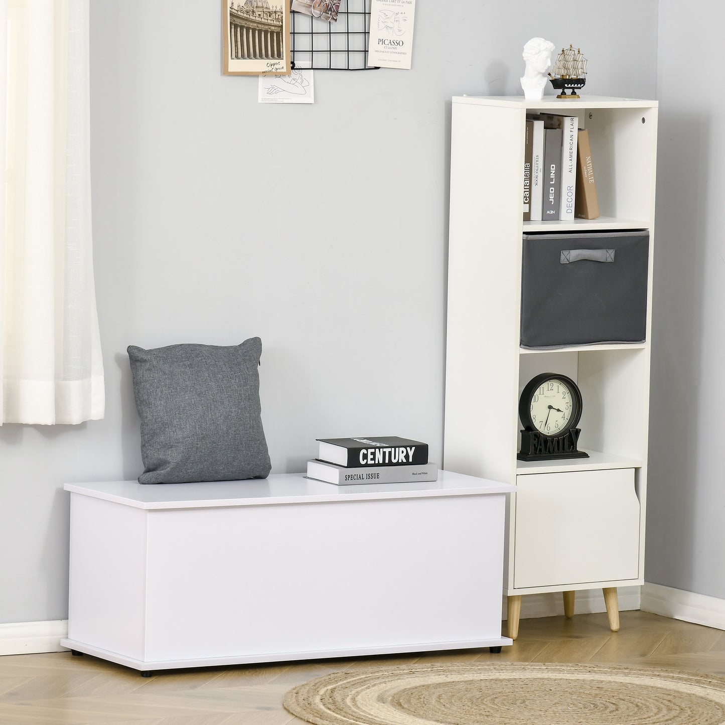 Storage Chest Trunk, 100Lx40Wx40H cm Chipboard-White
