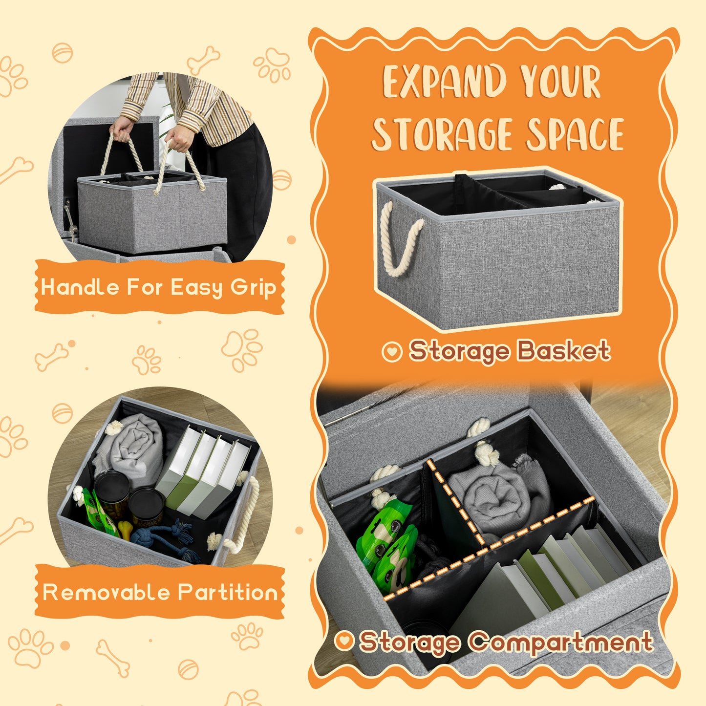 Dog Steps for Sofa, 4-Tier Pet Stairs for Small Medium Dogs and Cats, with Storage Compartment