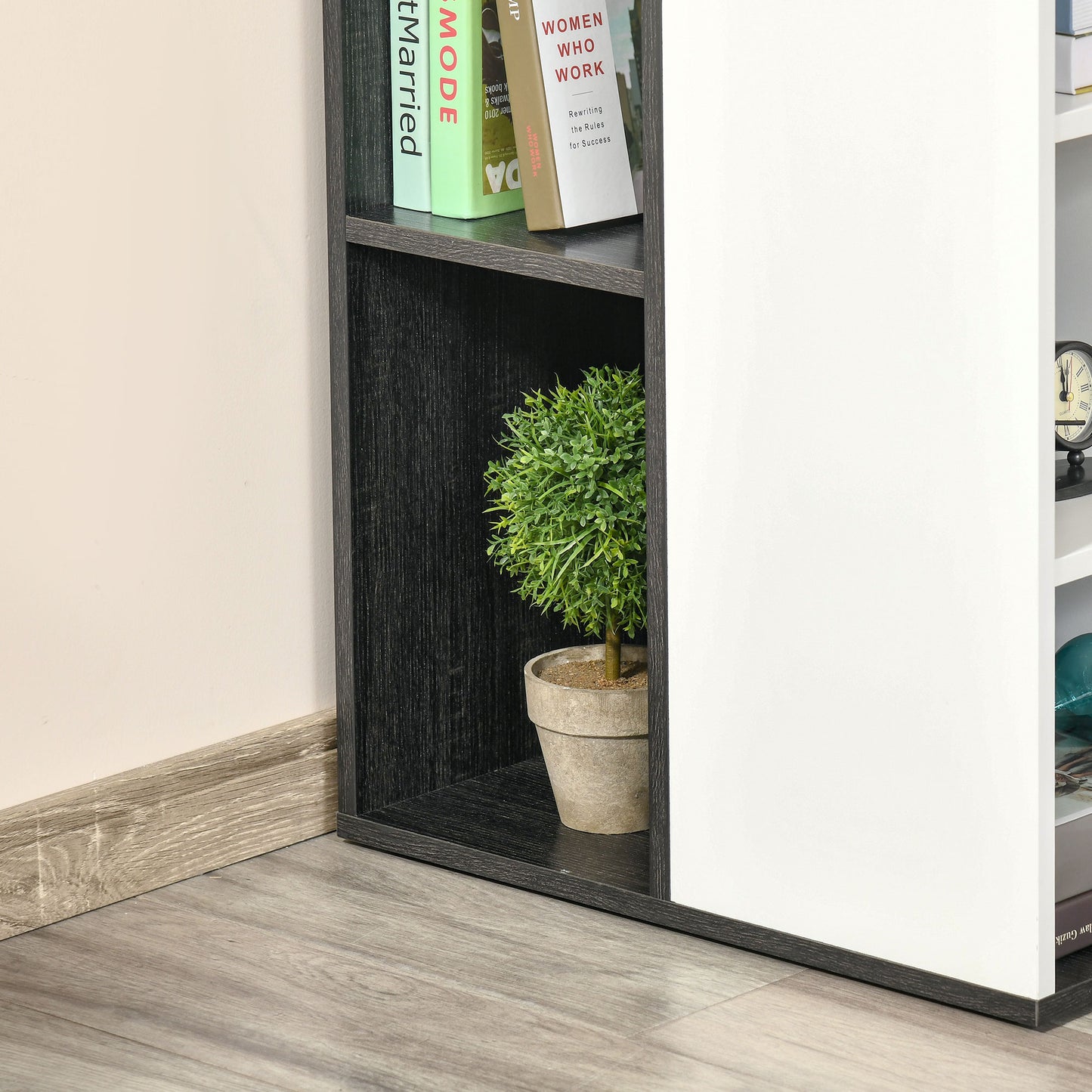 Study Desk with Storage Shelves, Home Office Computer Desk Writing Table Workstation, Grey