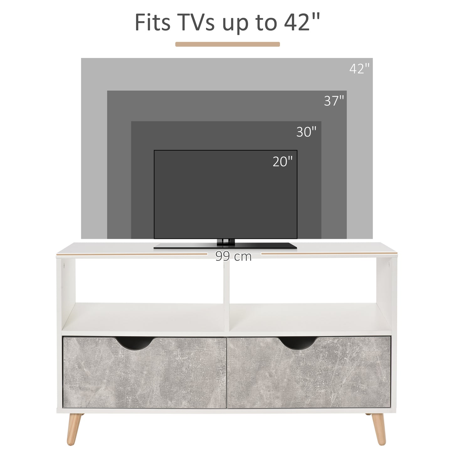 TV Stand with Shelf & Drawers Storage Cabinet Media Entertainment Center Modern Grey