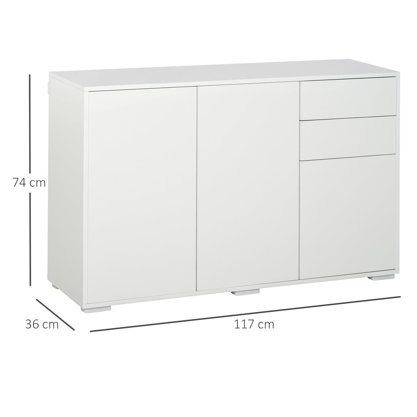 Modern Stylish Freestanding Push-Open Design Cabinet w/2 Drawer2 Door Cabinet2 Part Inner SpaceforBedroomBathroomKitchen