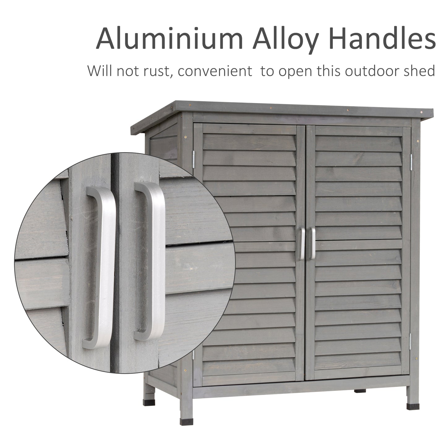 Garden Shed Wooden Garden Storage Shed 2 Door Unit Solid Fir Wood Garage Tool Organisation Cabinet, 87L x 46.5W x 96.5Hcm