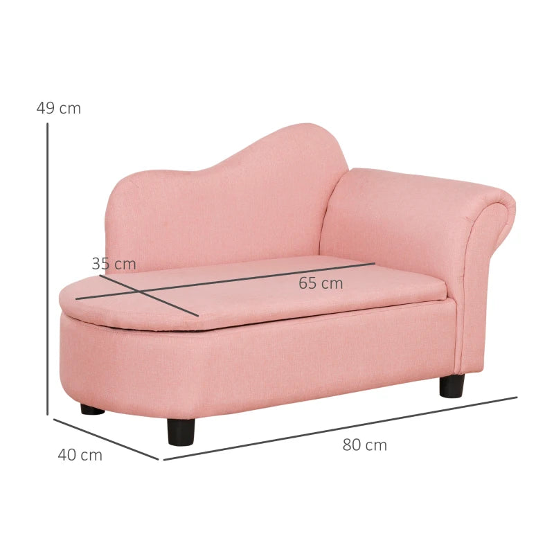 Toddlercouch, Kids Sofa, with Storage Compartment Pink