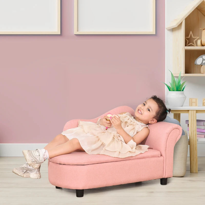 Toddlercouch, Kids Sofa, with Storage Compartment Pink