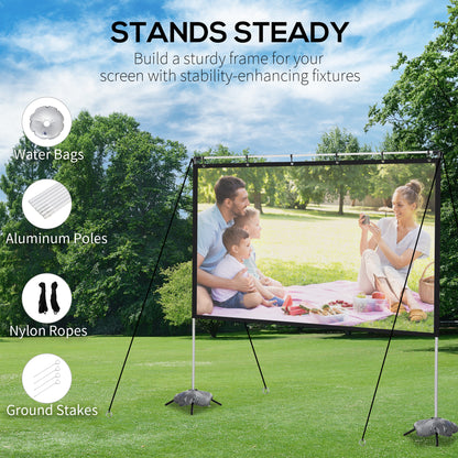 Projector Screen and Stand, 80 Inch Portable Front & Rear Projection Screen, 4K HD 16:9 Screen for Outdoor and Indoor