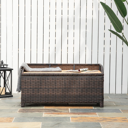 Outsunny Rattan Storage Bench, 102Lx51Wx51H cm-Mixed Brown