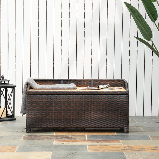 Outsunny Rattan Storage Bench, 102Lx51Wx51H cm-Mixed Brown