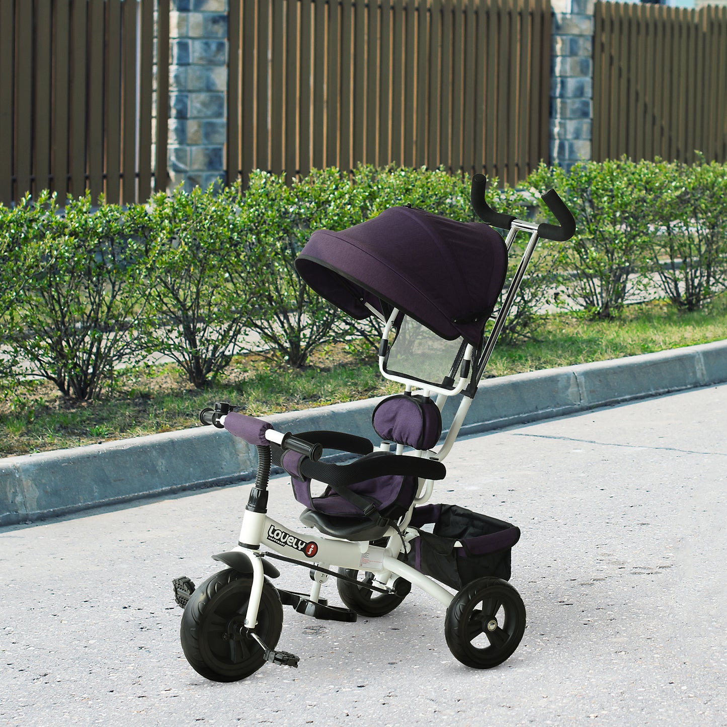 Baby Tricycle W/Handle-White/Purple