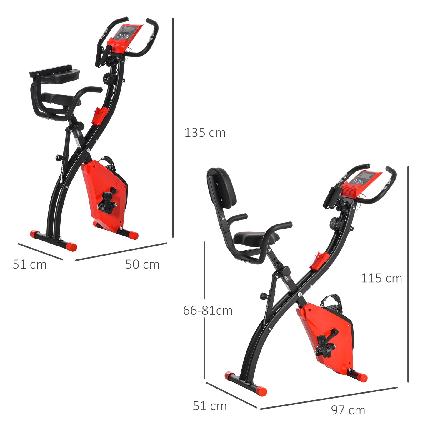 2-in-1 Foldable Exercise Bike Cardio Machine 8-Level Adjustable Magnetic Resistance with Pulse Sensor LCD Display