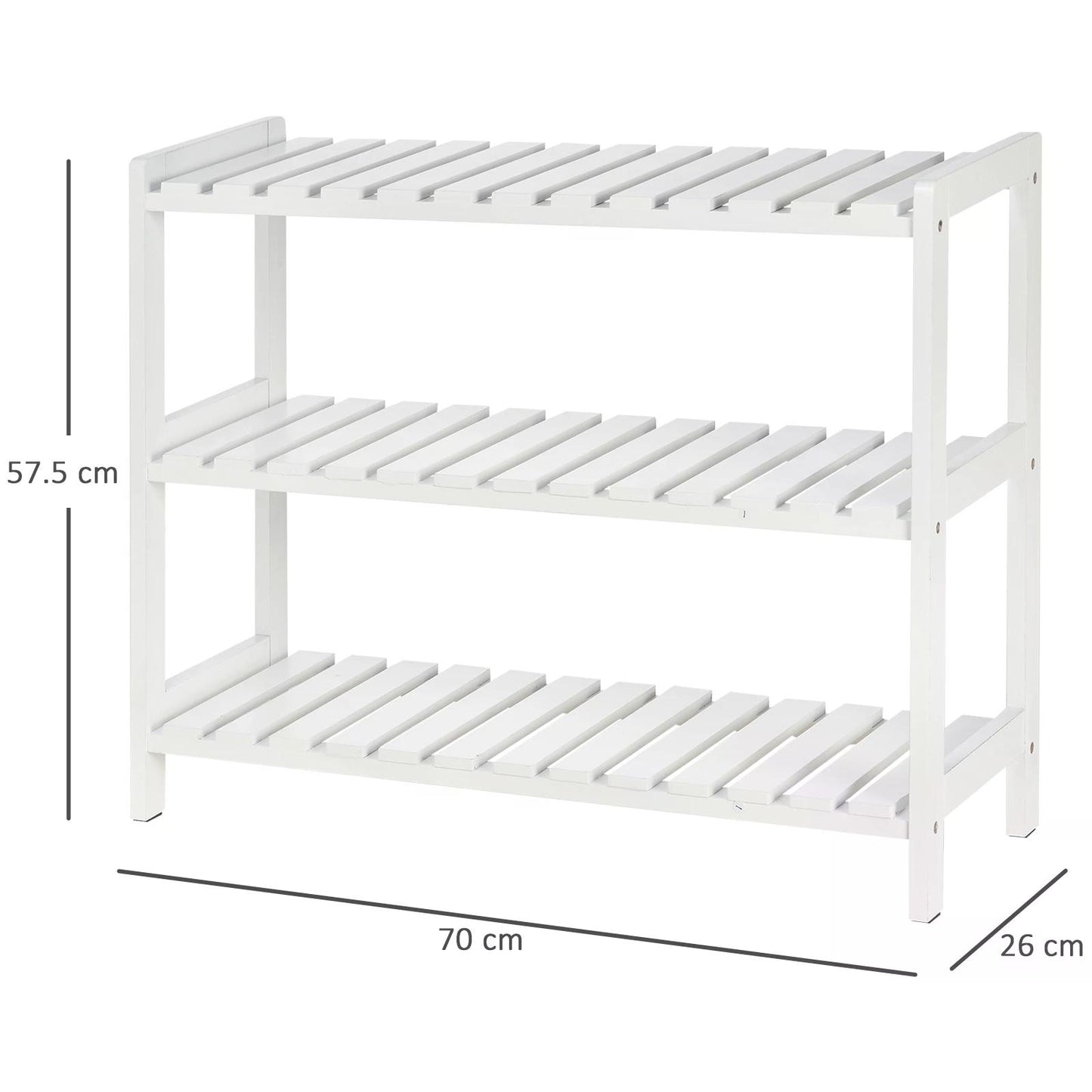 MDF 3-Tier Slatted Shoe Rack White