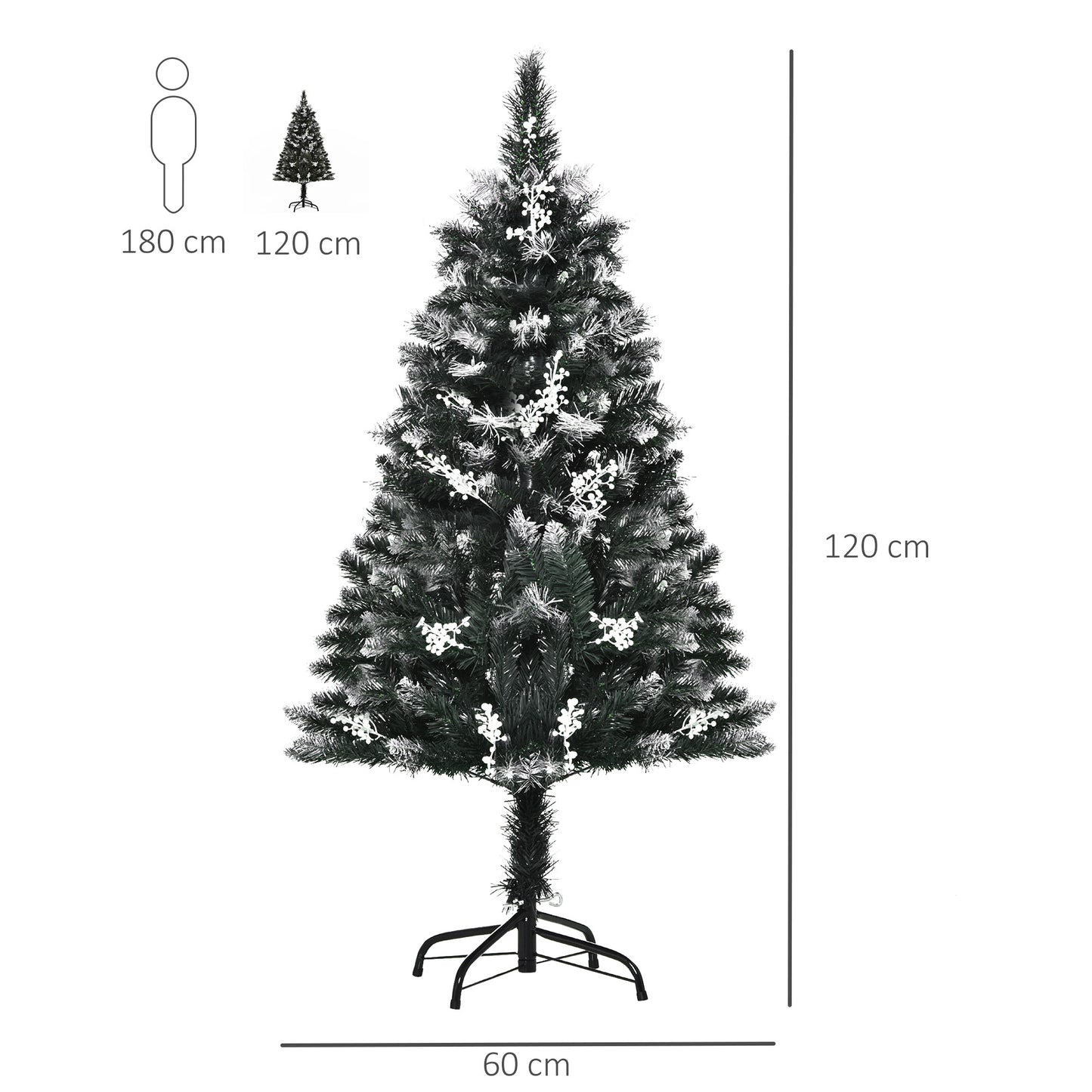 4FT Small Artificial Christmas Trees, Snow Dipped Holiday Home Indoor Decoration with Foldable Feet White Berries