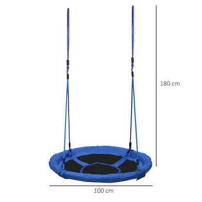 Flying Saucer, Tree Swing, Saucer Swing, Steel Frame, for 3-8 years old, Max Load 100KG, 100cm Diameter, Blue