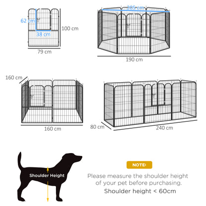 Heavy Duty Dog Pet Puppy Metal Playpen Play Pen Rabbit Pig Hutch Run Enclosure Foldable Black 79 x 100cm (Large)