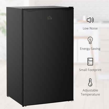 91 Litre Freestanding Under Counter Fridge with Chiller Box, Reversible Door, Adjustable Thermostat, 47.5cm Wide, Black