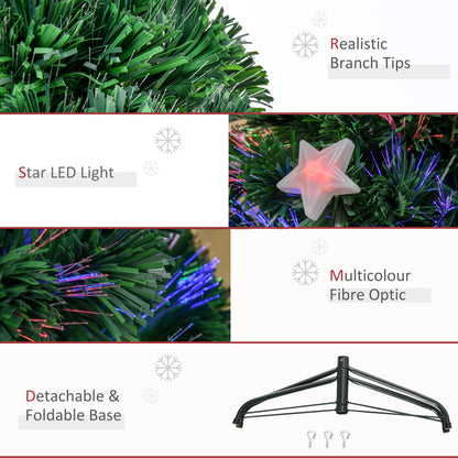 4ft Pre Lit Artificial Christmas Tree Fibre Optic W/ Stars Green