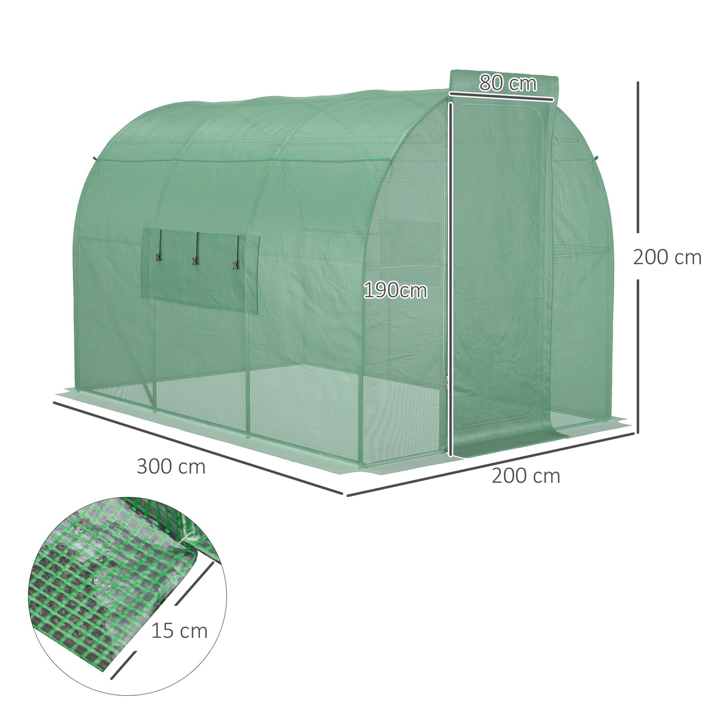 Large Walk-In Greenhouse, Plant Gardening Tunnel Hot House with Metal Hinged Door, Galvanised Steel Frame