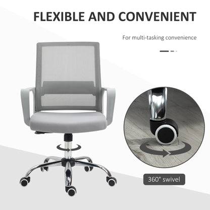 Ergonomic Desk Chair Mesh Office Chair with Adjustable Height Armrest and 360° Swivel Castor Wheels Grey  Aosom Irealnd