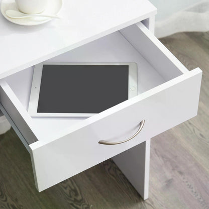 Modern Computer Work Desk Table Study w/ Shelf Drawer Standing Writing Station Display Stylish Storage Compact White  Aosom IE