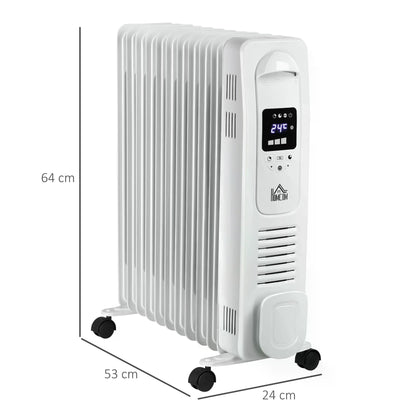 2720W Oil Filled Radiator with Timer, 11 Fin, Portable with LED Display, 3 Heat Settings