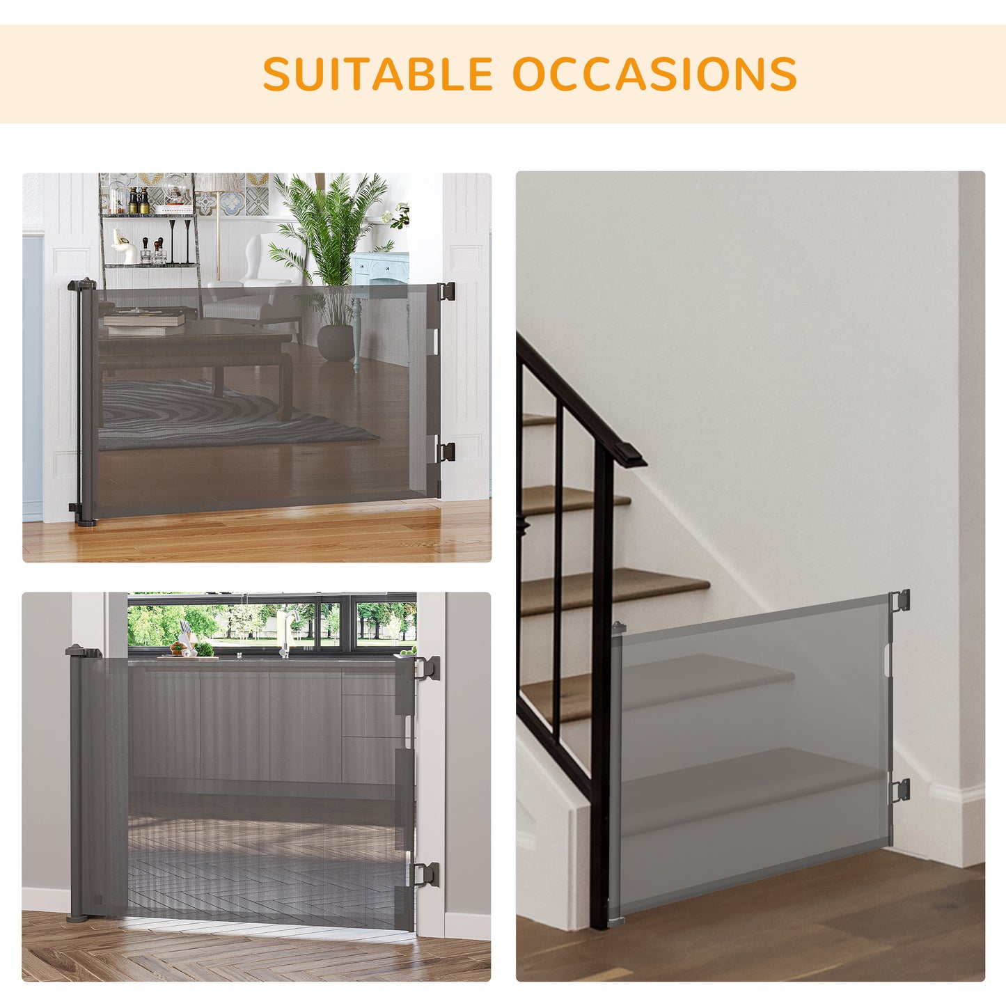 Foldable Pet Gate, for Stairs, Doorways, Corridors - Grey