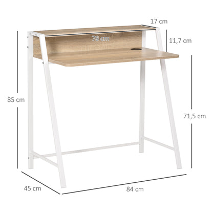 Homcom Writing Desk Computer Table Home Office Pc Laptop Workstation Storage Shelf  Office Desk Study Desks Work From Home-White & Oak