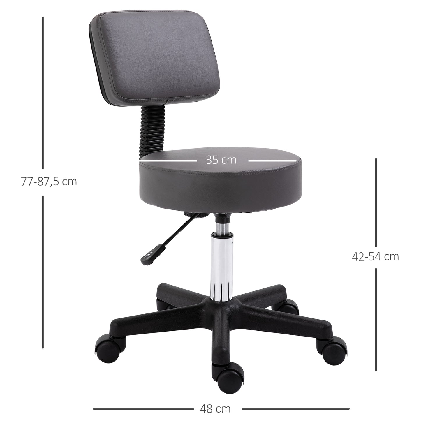 PU Leather Height Adjustable Swivel Salon Stool Grey