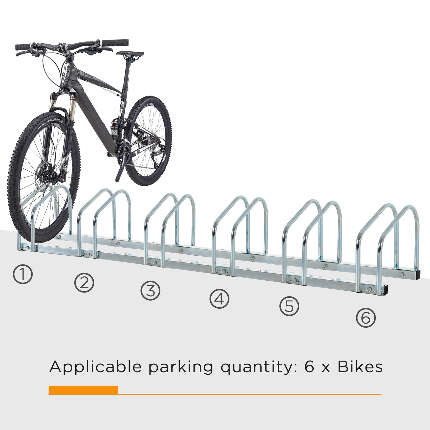 6-Bike Floor Parking Stand Silver