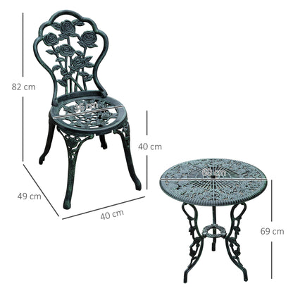 3 Pcs Cast Aluminum Bistro Set-Green