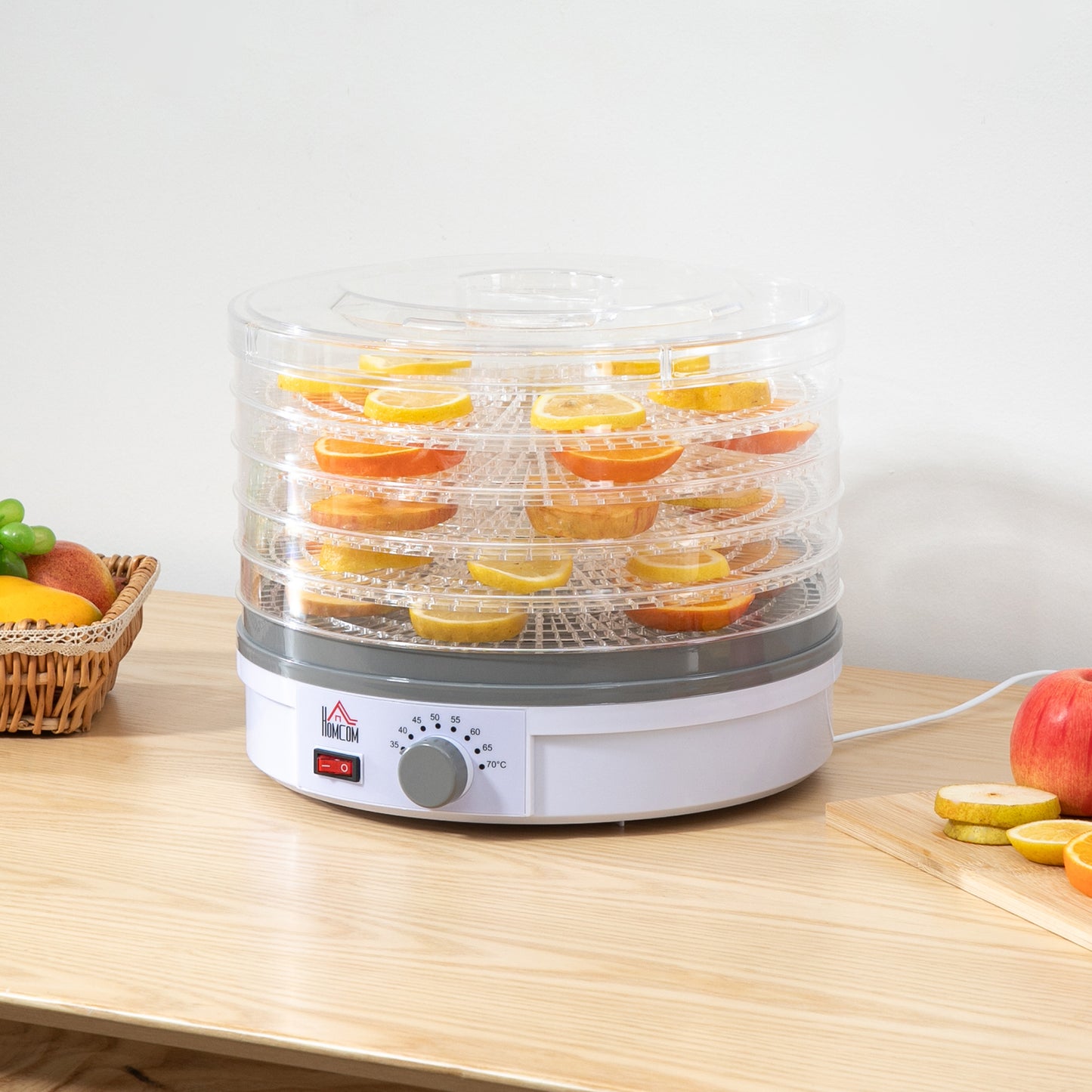 HOMCOM 5 Tier Food Dehydrator, 245W Food Dryer Machine with Adjustable Temperature Control for Drying Fruit, Meat, Vegetable, Jerky and Pet Treat