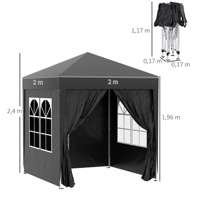 2 x 2m Pop Up Gazebo-Black