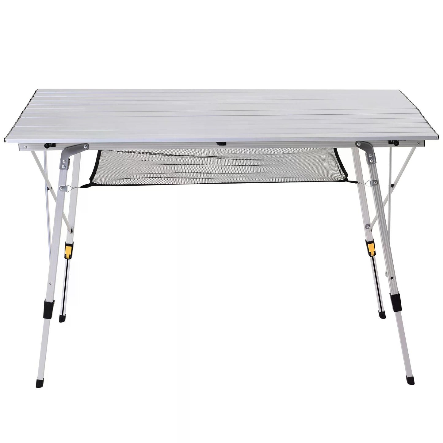 Aluminium Portable Outdoor BBQ Picnic Table w/ Mesh Tier Silver