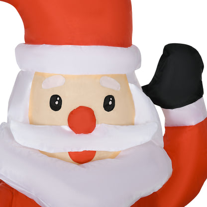 Inflatable Santa Claus W/ Sled and Reindeer, LED Light, Polyester Fabric, 122H cm-Multicolour