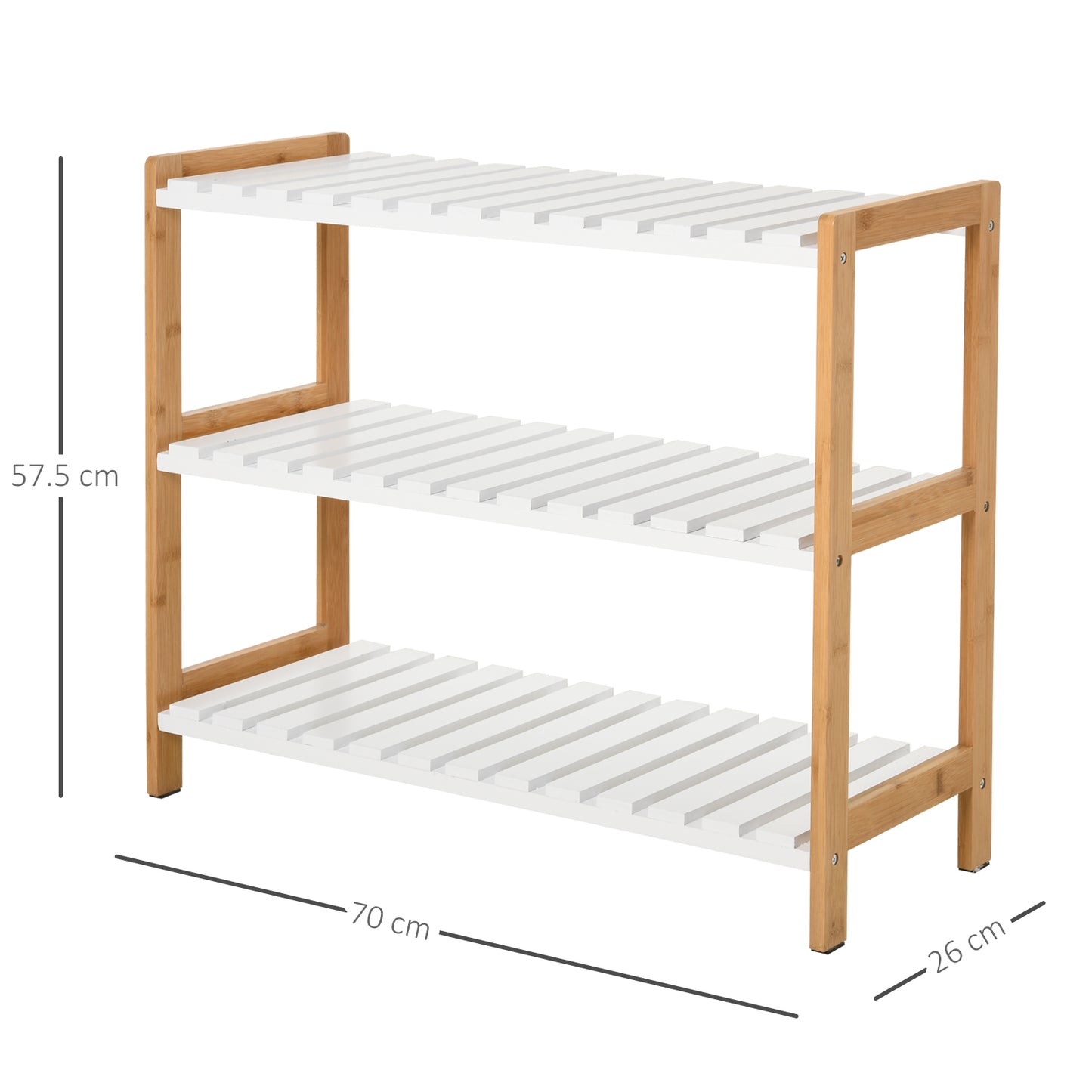 MDF 3-Tier Slatted Shoe Rack Brown/White