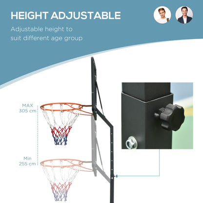 Basketball Hoop Freestanding Height Adjustable Stand with Backboard Wheels for Teens Adults Black