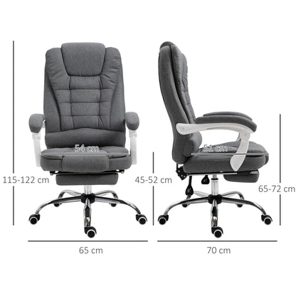 Reclining Office Chair with Footrest, Ergonomic, Executive, Linen,